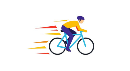 Naklejka premium Cyclist Riding Bicycle with Speed Lines, Vector Illustration