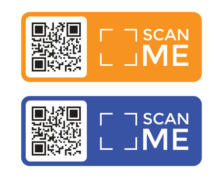 QR Code Scan Me Badge Labels Vector Icon Set