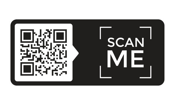 QR Code Scan Me Frame and Badge Labels Vector