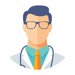 Fototapeta premium Doctor wearing glasses and stethoscope, flat design icon