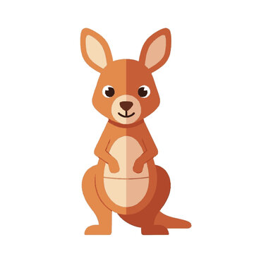 Cropped vector illustration of a cheerful kawaii brown and orange kang