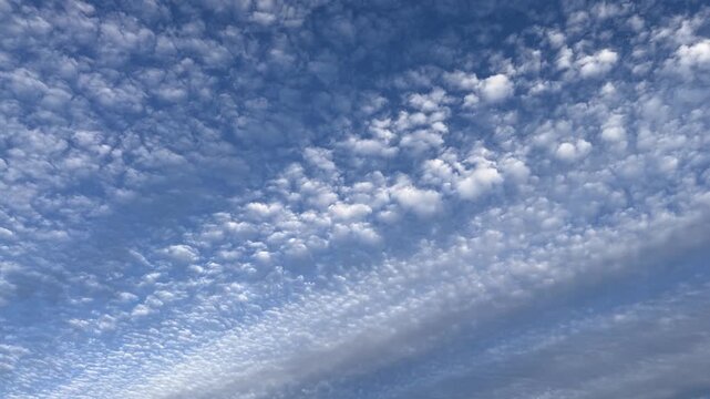 Blue Sky with Altocumulus Clouds Slowly Panning, Seamless Loop