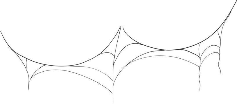 Halloween spider and cobweb, line net trap border, corner. Spooky scary decoration