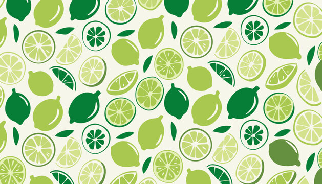 Fresh lime fruit pattern seamless vector illustration with seamless background vegetarian