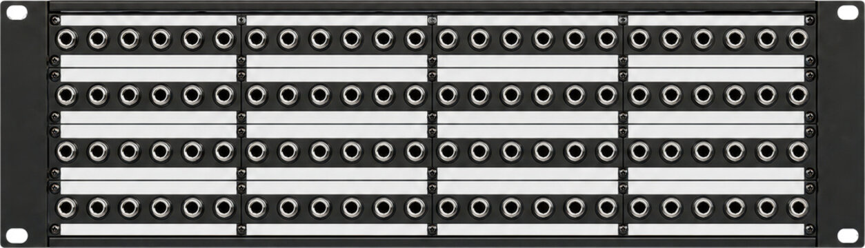 Professional Audio Patchbay Rack Unit Isolated on Transparent Background