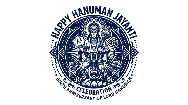 Happy Hanuman Jayanti Celebration - Lord Hanuman Emblem