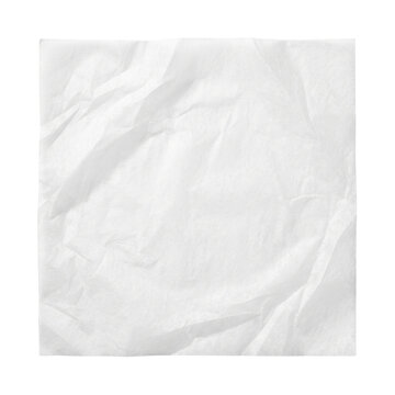 Crumpled white paper napkin, isolated on transparent background