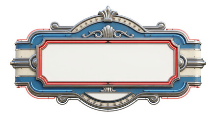Retro art deco neon marquee blank sign board, isolated on transparent background © PNG Lab
