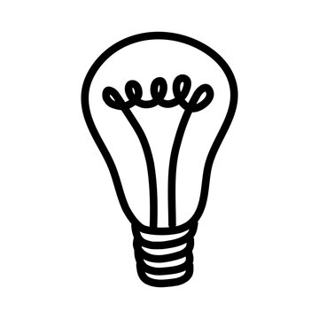 Hand made light bulb icon isolated on white background	