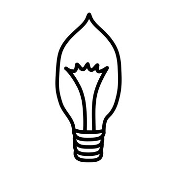 Hand made vintage light bulb icon isolated on white background