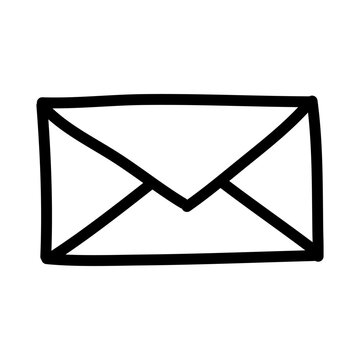 Hand made mail letter icon isolated on white background	