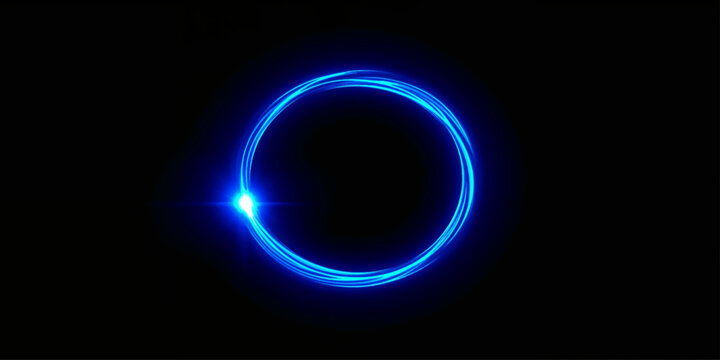 Glowing Neon Zero in Dark Space Ring