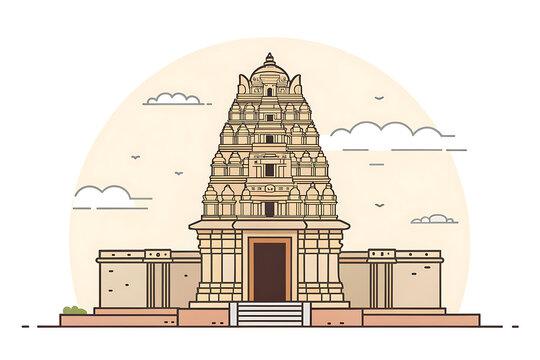 Virupaksha Temple Hampi  minimal vector heritage site