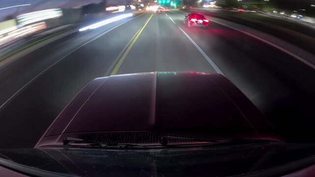timelapse of a truck moving at night