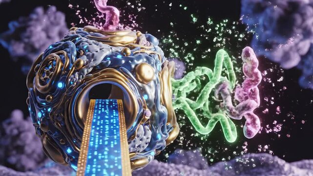 Abstract glowing sphere with intricate patterns