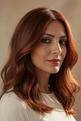 Fototapeta premium Brunette wavy hair model portrait for beauty and haircare concept