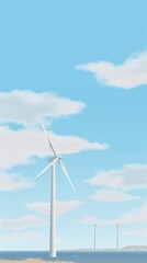 Fototapeta premium Aesthetic wind turbine landscape wallpaper windmill outdoors machine.
