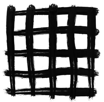 Abstract Hand Drawn Black Brush Grid PNG Design Element