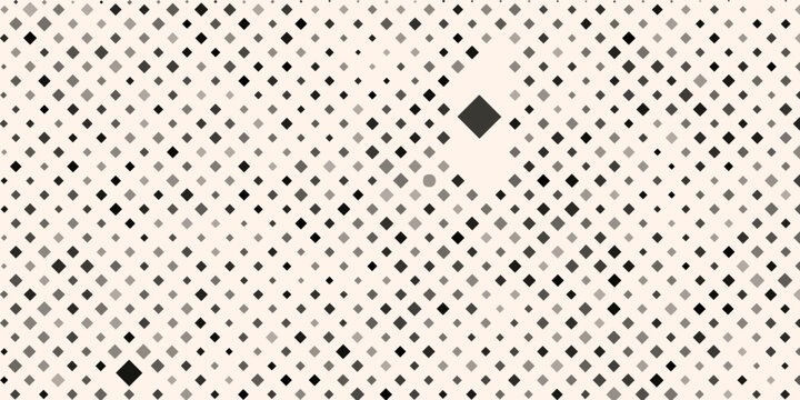 halftone geometric seamless pattern with diamond shapes, crystals, rhombuses. Abstract minimalist monochrome background