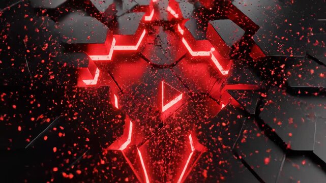 Geometric pattern with glowing triangle