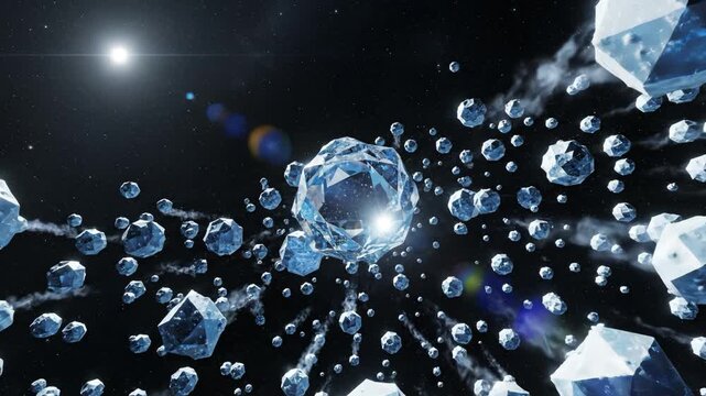 Space ice crystals floating