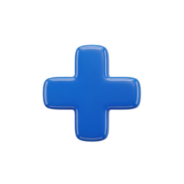 Blue 3D plus sign mathematical symbol as isolated element