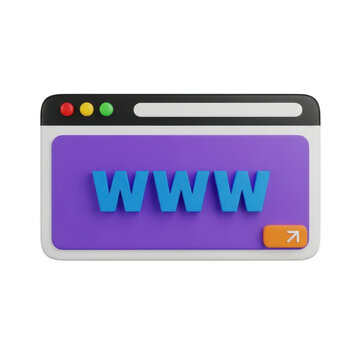 Purple web browser interface icon as PNG element