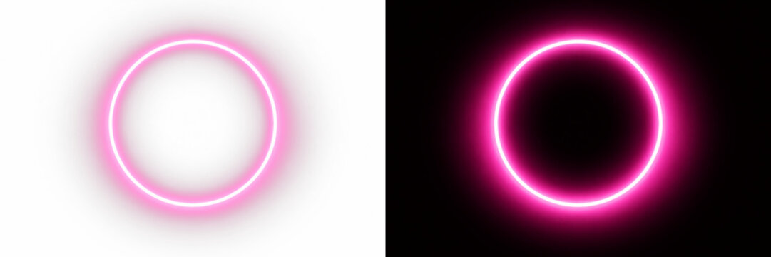 Vibrant neon pink glowing rings with soft radiant halo