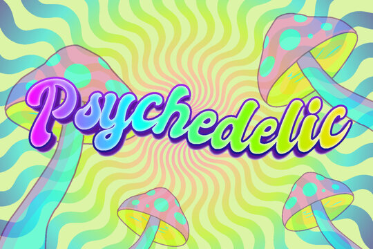 psychedelic colorful trippy mushroom optical illusion effect rainbow editable text effect template typography lettering