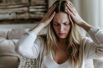 Fototapeta premium Pregnant woman adult pain head.