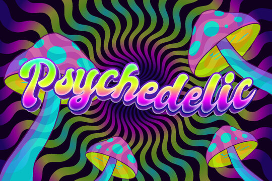 psychedelic trippy mushroom optical illusion effect rainbow editable text effect template typography lettering