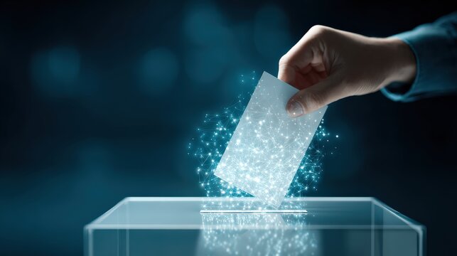 Blockchain voting secure digital ballot transforming into blockchain transaction with transparent voting system