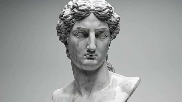 Marble bust with pixelated design