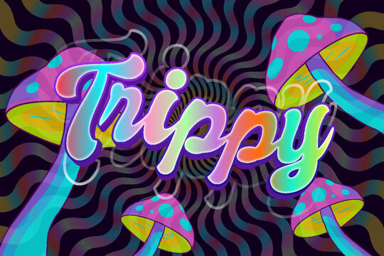 trippy mushroom psychedelic illusion effect hallucinogen editable text effect template typography lettering