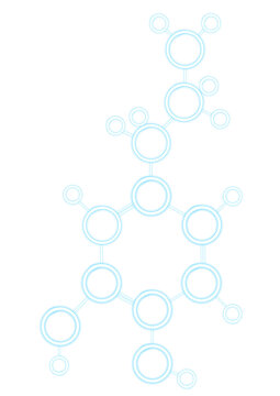 glowing blue dopamine molecule overlay on transparent background