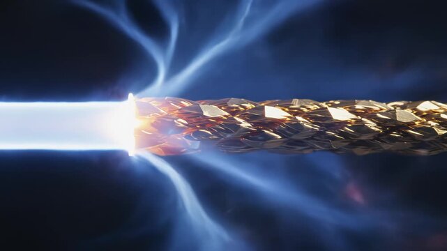 Golden textured object with light and smoke