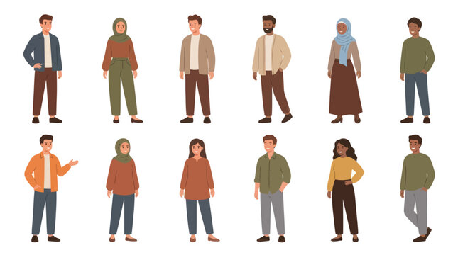 Diverse group of people in flat design, representing community and multiculturalism