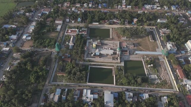 Aerial View of Swetharanyeswarar Temple in Thiruvenkadu Tamil Nadu