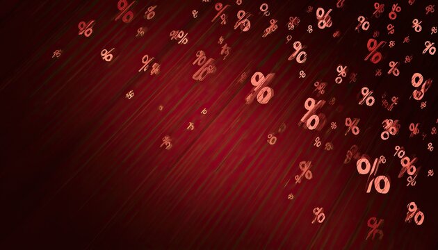 Red background with falling, textured percentage signs