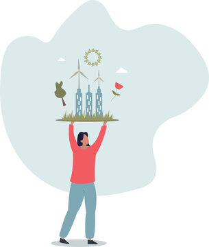 Green new deal or GND with sustainable climate policy.Urban city with recyclable power sources and social nature activism .life situation and activities.