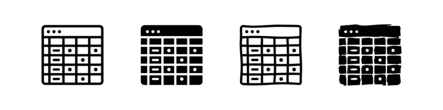 Spreadsheet or Data Table Interface for Financial Management Icon Set