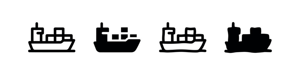 Obraz premium Cargo ship icon, line art and solid fill