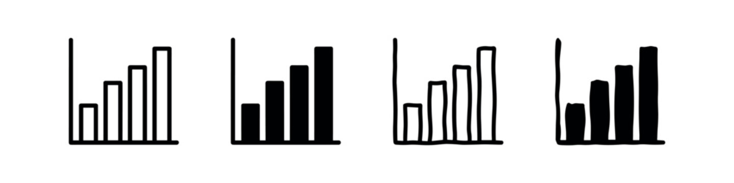 Bar chart icons representing data and statistics in different styles.