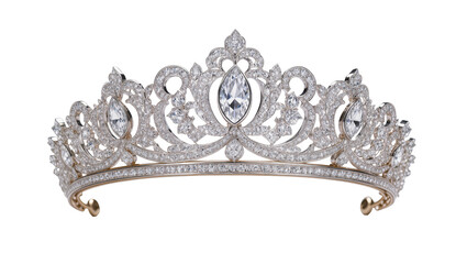Ornate diamond tiara with marquise and round cut gems © Ari