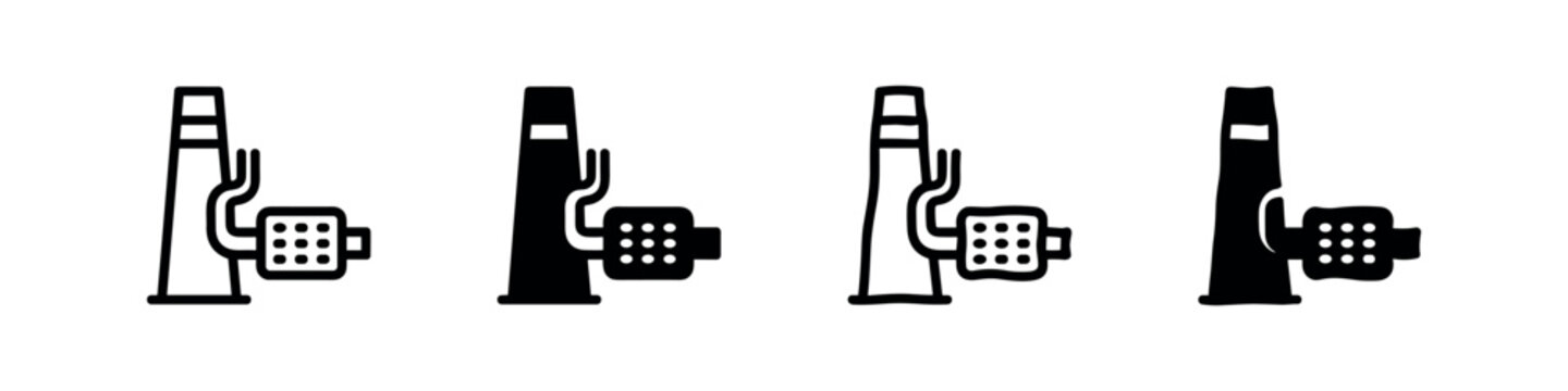 Industrial Chimney Icons: Factory and Smoke Stack