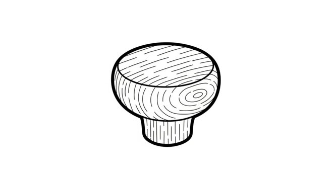 An illustration of a wooden knob on a white background.