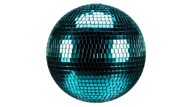 Turquoise disco ball with reflective square mirror tiles