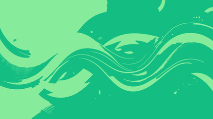Naklejka premium Dynamic Green Abstract Background with Flowing Organic Shapes and Wavy Lines