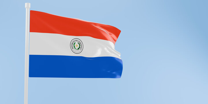 Paraguay flag of silk-3D illustration. 3d render.