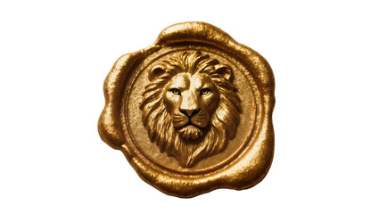 Golden lion head wax seal stamp emblem © Ari